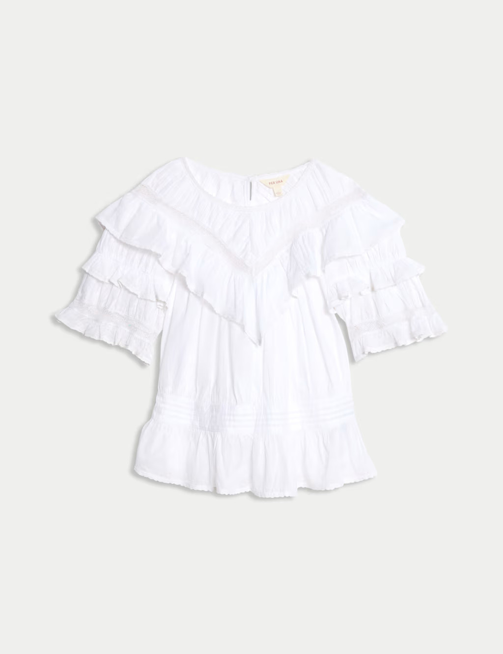 Pure Cotton Round Neck Ruffle Blouse | Marks & Spencer (UK)