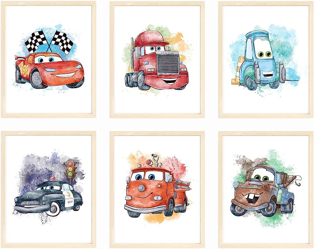 Nistio® Cars Movie Poster Prints, Cars Movie Poster Wall Art Decor, Lightning McQueen, Set of 6,... | Amazon (US)