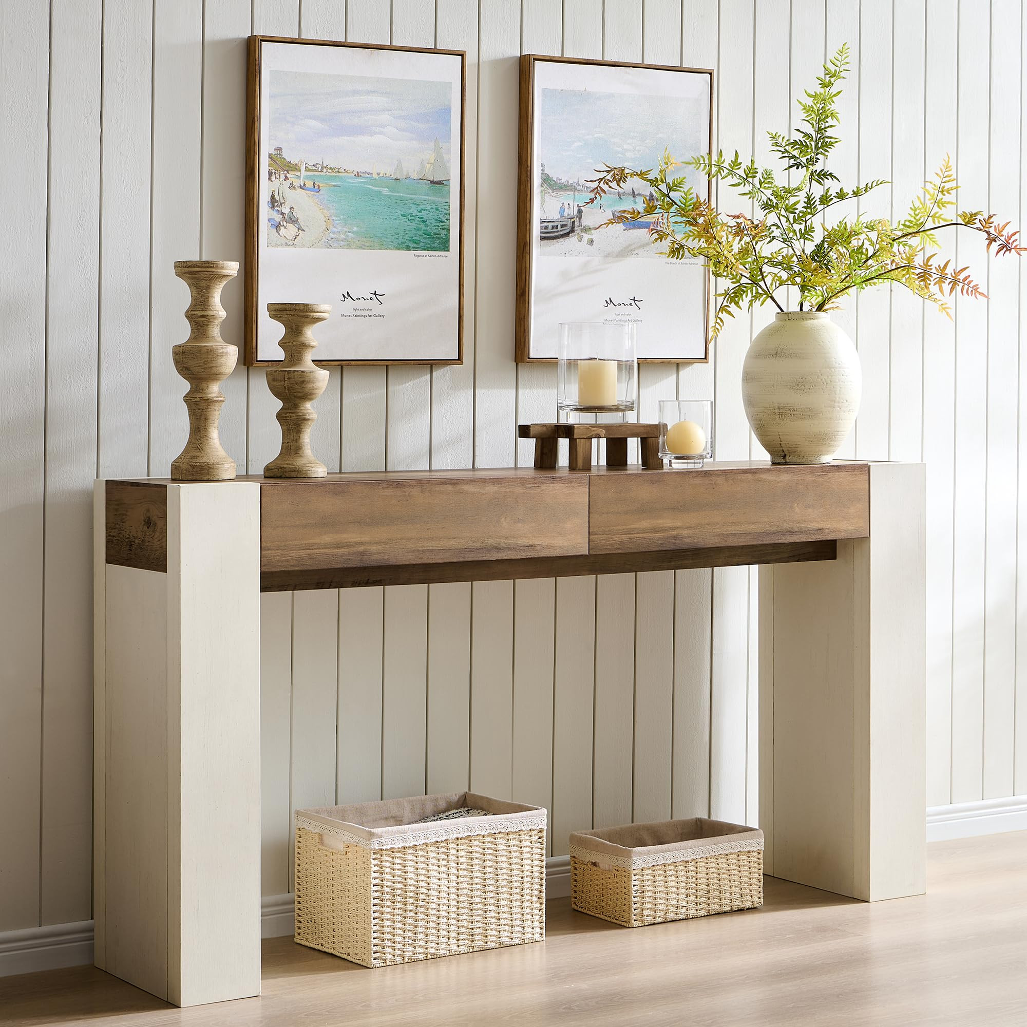 OKD Modern Entryway Console Table, Sofa Table with Drawers, 63" Long Hall Table Behind Couch, Thi... | Amazon (US)