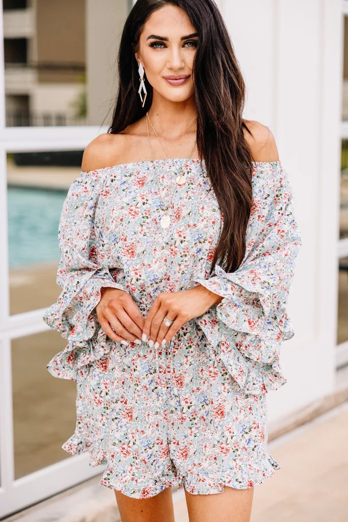 Walk This Way Mint Green Ditsy Floral Romper | The Mint Julep Boutique