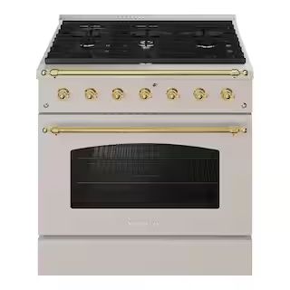 Hallman CLASSICO 36 in. 5.2 Cu. ft.6 Burner Freestanding Dual Fuel Range Gas Stove and Electric O... | The Home Depot