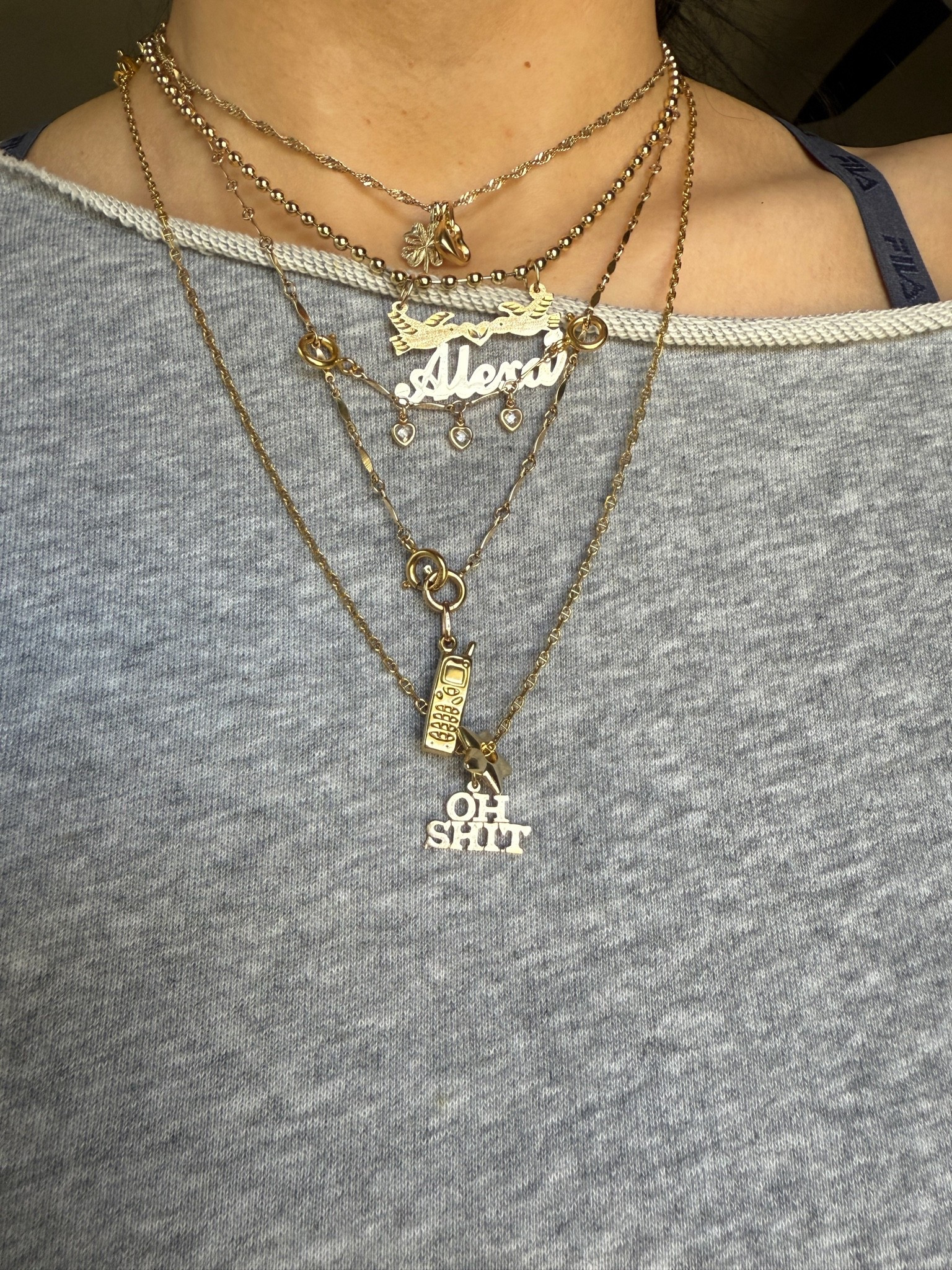 Necklace stack 

14k gold nameplate and “oh shit” charm are from Yeah it’s Jewelry

#affordablejewelry
#finejewelry
#14kgoldnecklace
#jewelryinspo #necklaces #necklaceinspo
#necklacestack #jewelrystack #etsyjewelry #amazonjewelry
#LTKFindsUnder50
#LTKFindsUnder100
#LTKGiftGuide
