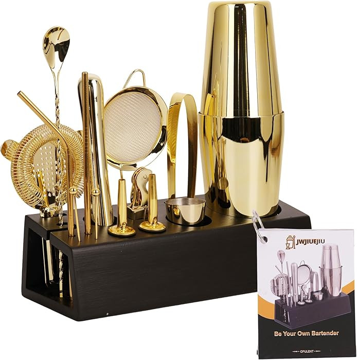Cocktail Shaker Set Bartender Kit with Bamboo Stand, 15-Piece Stainless Steel Bar Set Accessories... | Amazon (US)