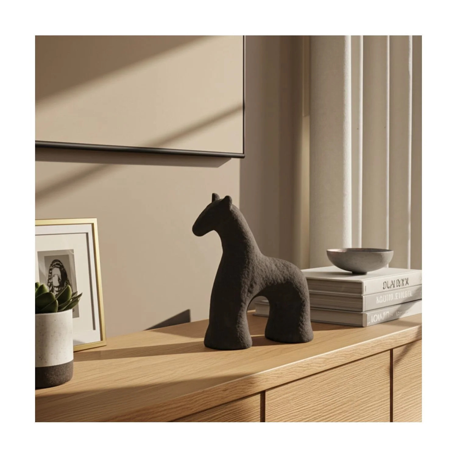 Decorative Figurine Horse Sculpture  Handmade Pottery Cement  Modern Casual Style  Home Office Li... | Walmart (US)