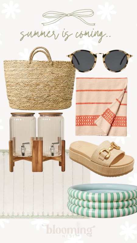 Summer is coming at target 😍😍 

Towel drink dispenser sunglasses beach bag rug pool sandals THEBLOOMINGNEST 

#LTKxTarget #LTKswim #LTKhome