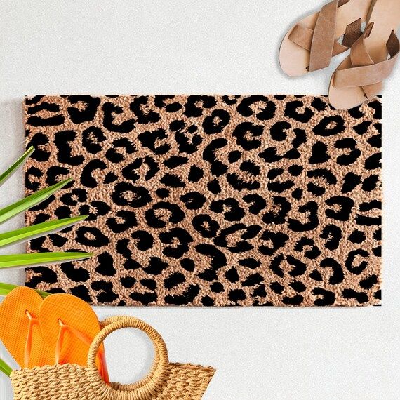 Leopard Animal Print Flocked Coir Doormat Custom Personalized | Etsy | Etsy (US)