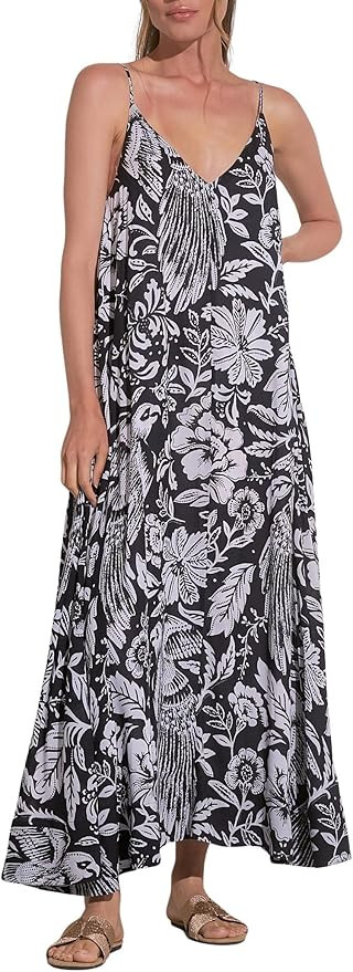 ELAN Women's Double V Spaghetti Straps Cover-Up Maxi Dress | Amazon (US)