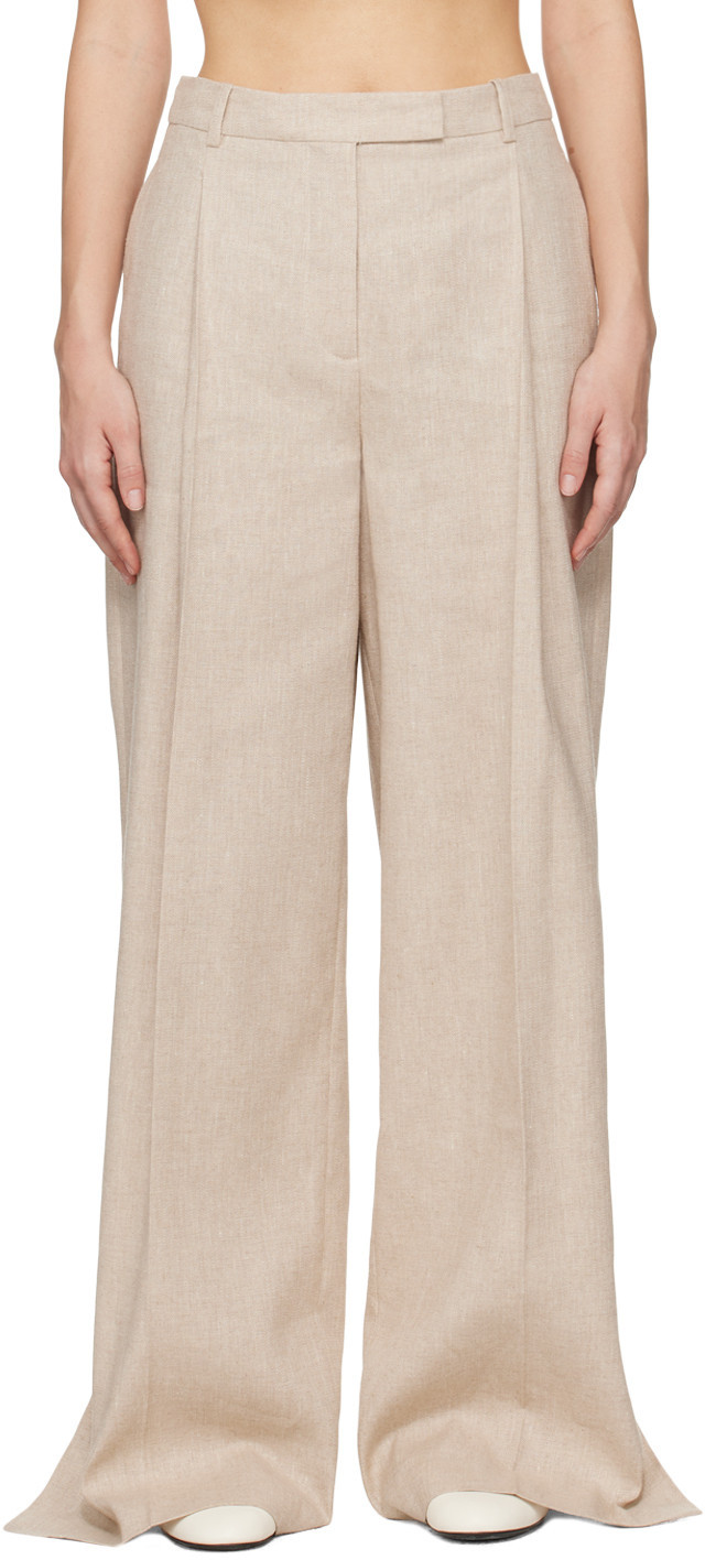 The Garment Beige Lino Trousers | SSENSE