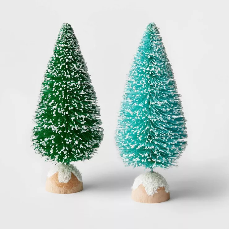 2pc 6" Decorative Sisal Bottle Brush Tree Set Blue/Green - Wondershop™ | Target
