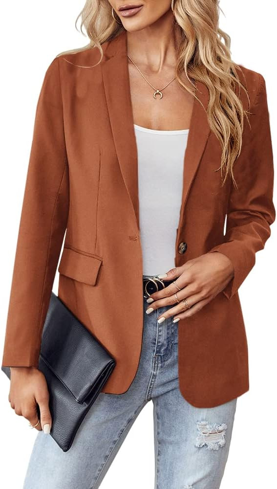 LPCBDEE 2022 Professional Womens Casual Blazers Long Sleeve Standing Collar Open Front Work Offic... | Amazon (US)