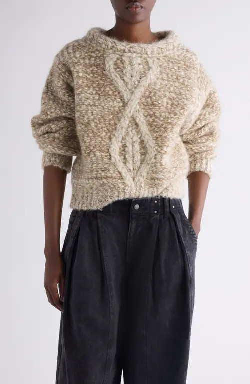 Isabel Marant Dorota Alpaca & Mohair Blend Cable Sweater in Ecru/bronze at Nordstrom, Size 36 | Nordstrom