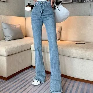 High-Waist Slim-Fit Split Jeans | YesStyle Global