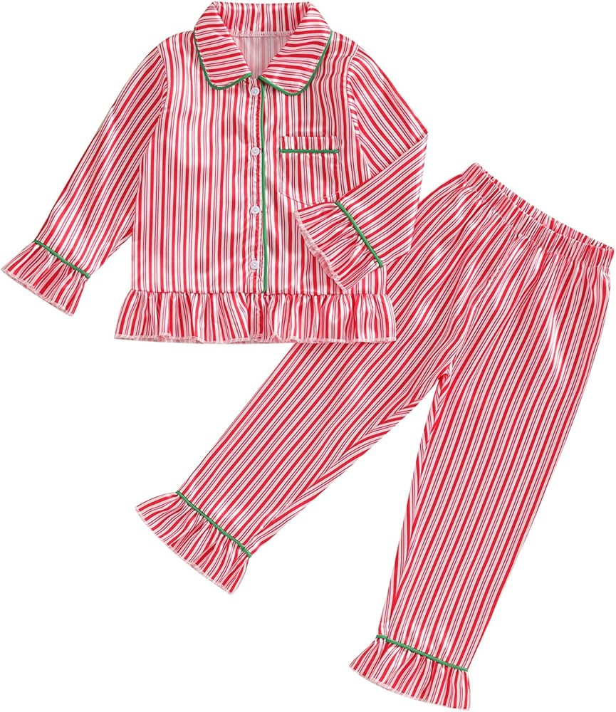 Halloween Pajamas for Toddler Girls Boys Pumpkin Silk Pajamas Long Sleeve Button-Down Tops Pants ... | Amazon (US)