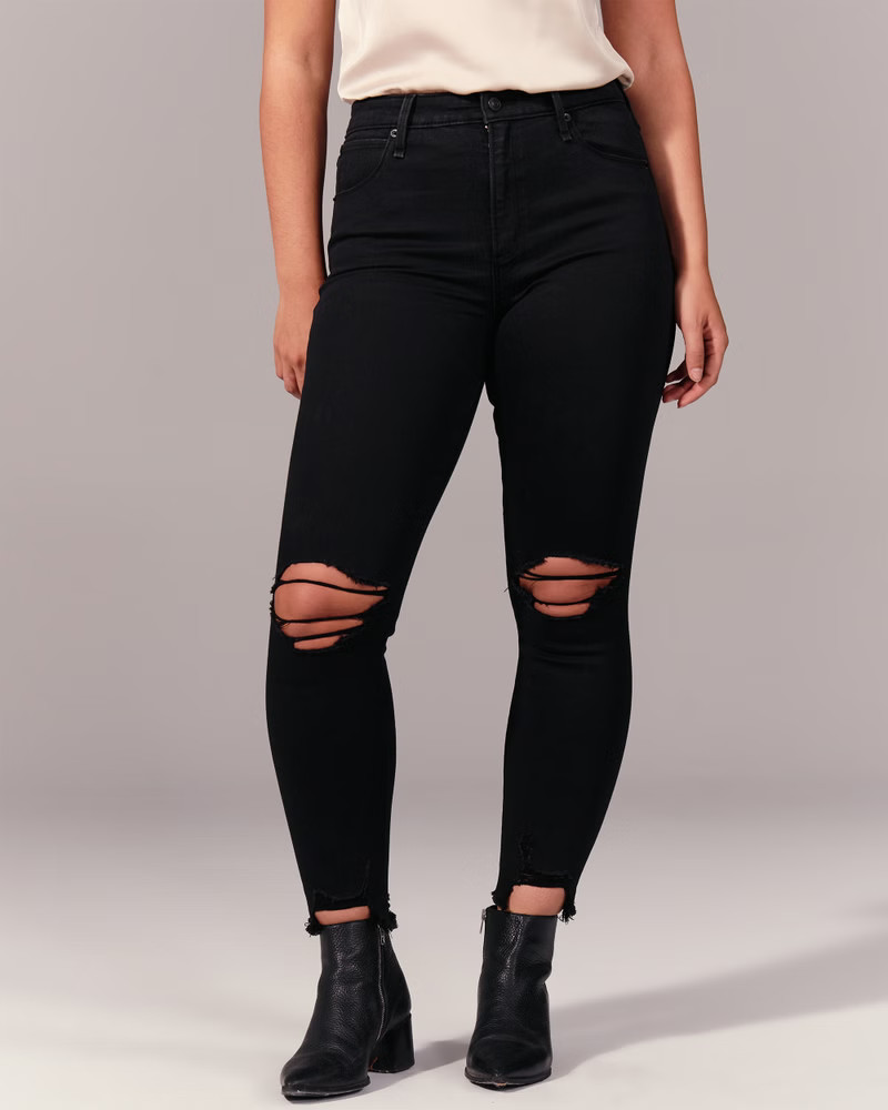Ripped High Rise Super Skinny Ankle Jeans | Abercrombie & Fitch (US)