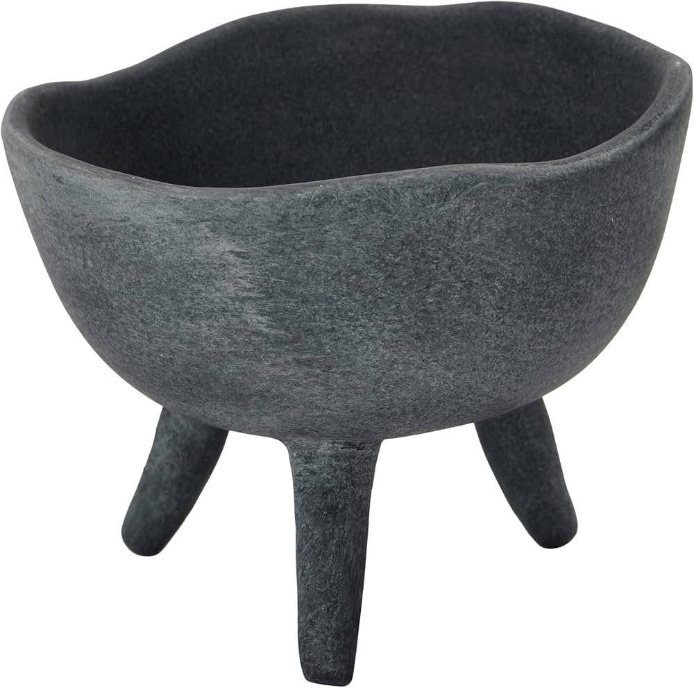 Creative Co-Op Boho Terracotta Footed Planter, Matte Black | Amazon (US)
