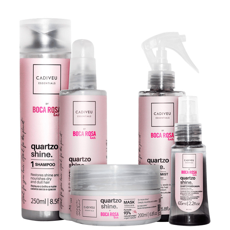 Kit Cadiveu Essentials Quartzo Shine by Boca Rosa Hair Tratamento Completo Liso Máximo (5 Produt... | Beautybox (BR)