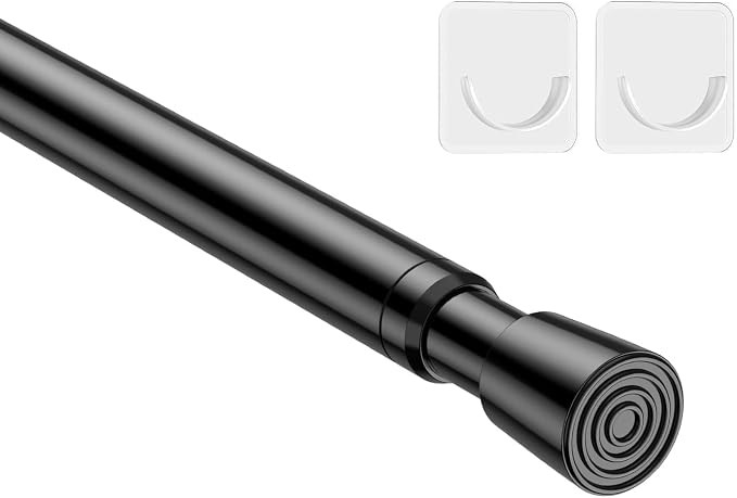1Pack Spring Tension Curtain Rod 26-39 inch Black Small Tension Rod | Amazon (US)