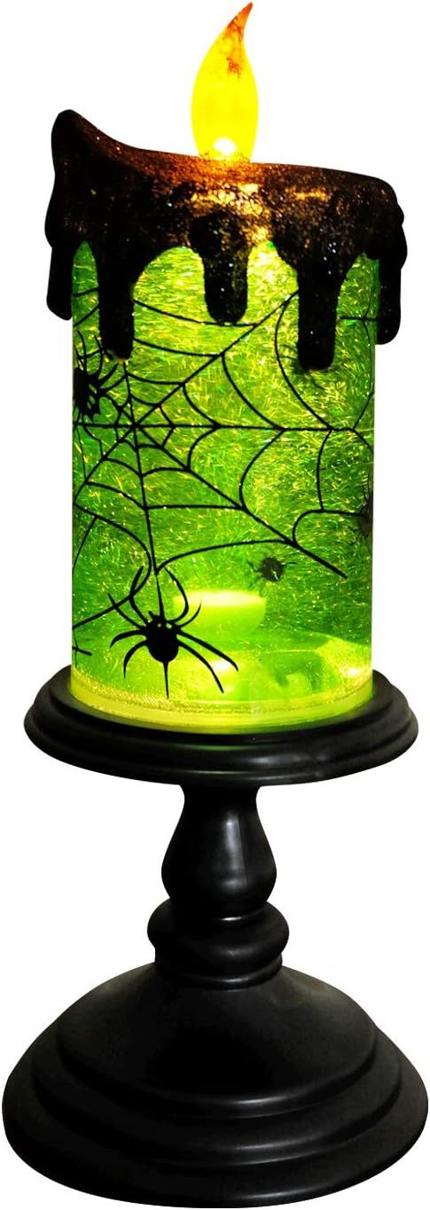 Eldnacele Halloween Snow Globe Candles Lighted Lamp, Battery Operated Spooky Spinning Water Glitt... | Amazon (US)