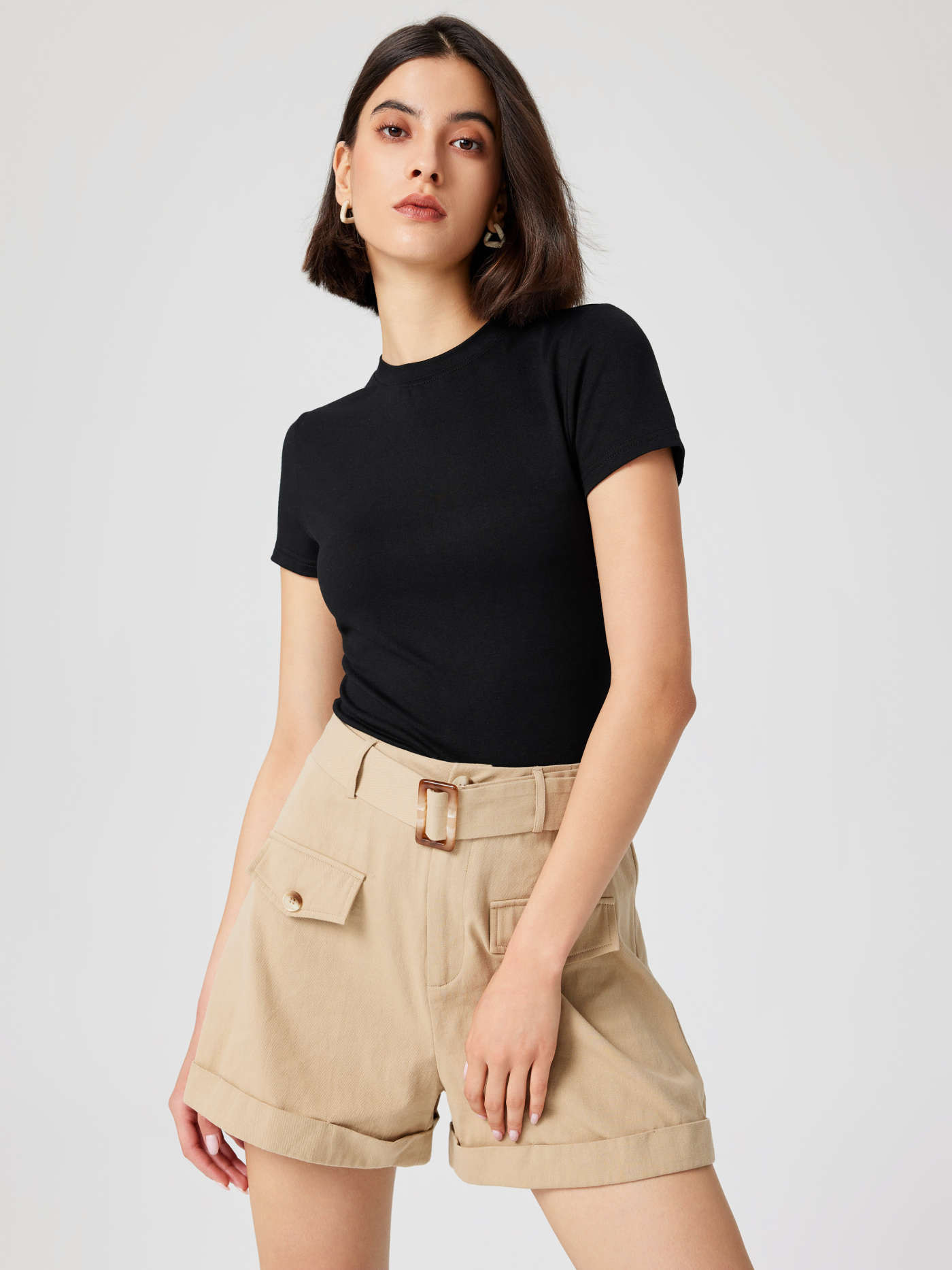 Round Neckline Knit Short Sleeve Top | Cider