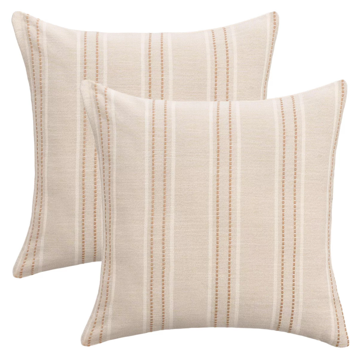 REGALWOVEN Stripe Soft Cozy Decorative Casual Farmhouse Pillow Cases 2 Pcs 20 x 20 Inch Apricot | Target