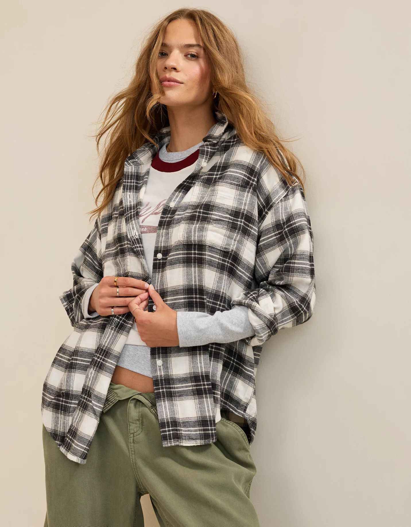 Long Weekend Sale New Aerie Anytime Fave Flannel Button Down Shirt | American Eagle Outfitters (US & CA)