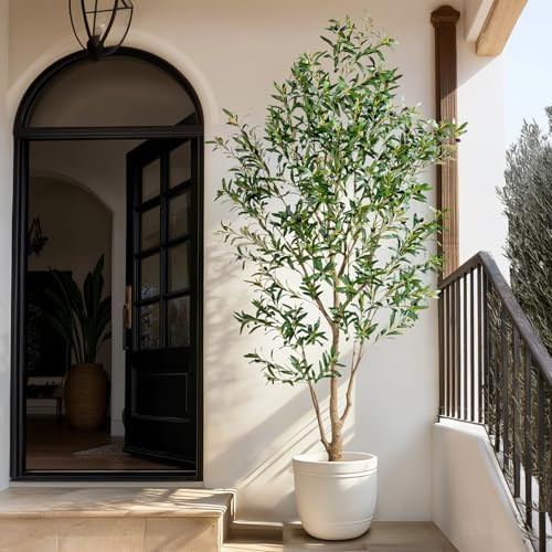 Large Faux Olive Tree Tall Artificial Trees with Pot Indoor Outdoor Realistic Floor Fake Plastic ... | Amazon (US)