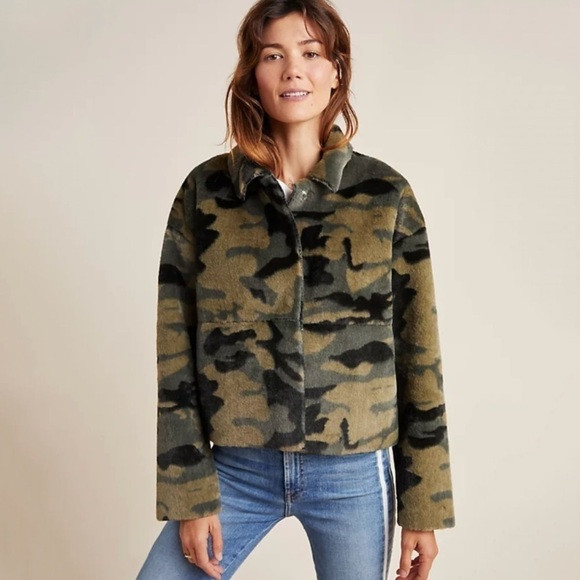 NWT Anthropologie NVLT Vincenza Camo Faux Fur Short Jacket | Poshmark
