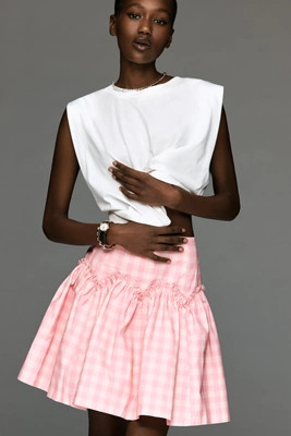 Mare Mare Basque-Waist Plaid Mini Skirt | Anthropologie (US)