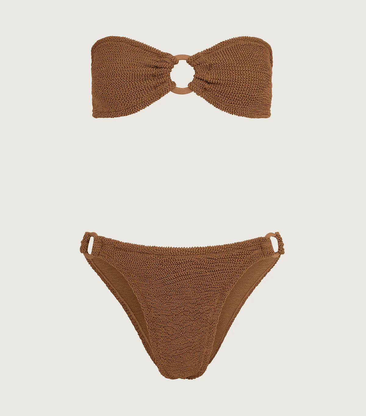 Gloria Bikini With Tonal Hoops - Metallic Cocoa | HUNZA G