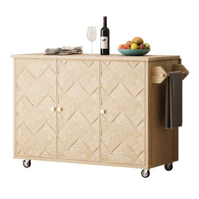 Luxury Kitchen Island With Ash Veneer And Metal Hydraulic Hinges Internal Storage Stylish Handle | Wayfair North America