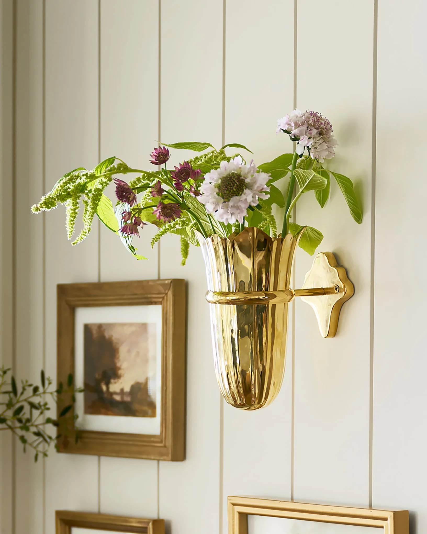 Theresa Wall Mounted Solid Brass Vase | Magnolia