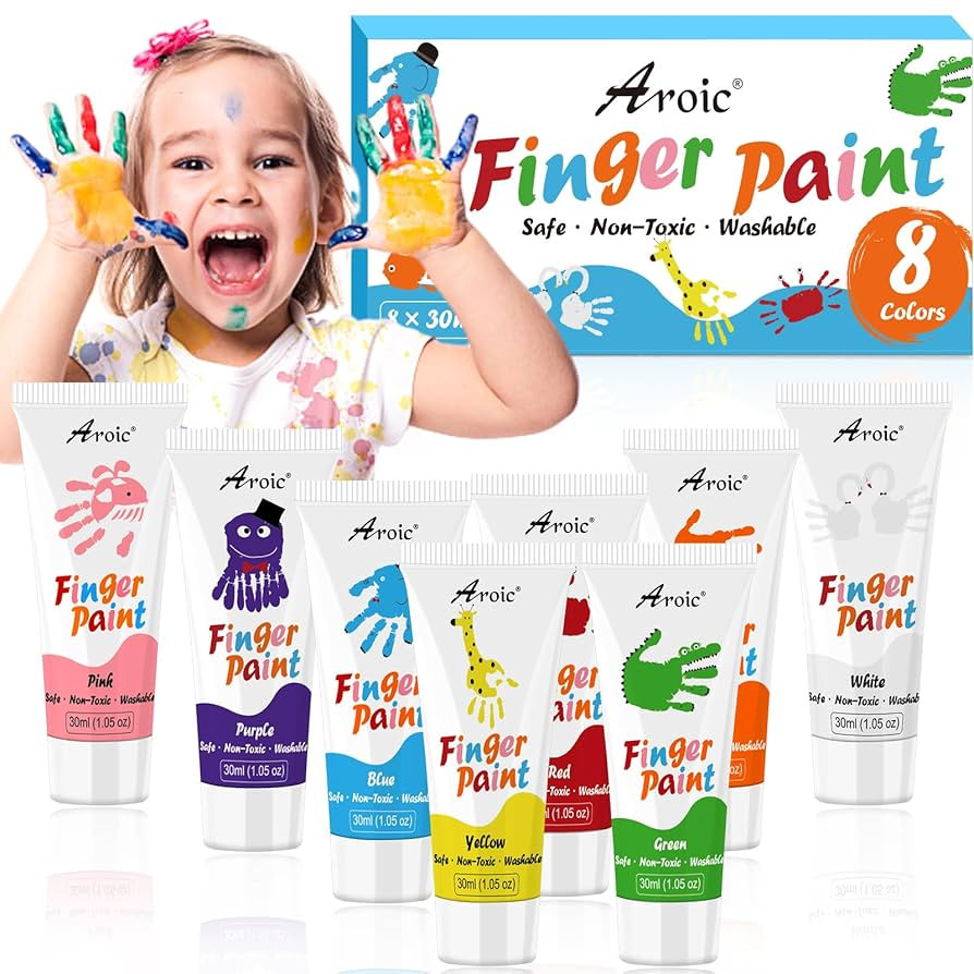 AROIC 8PCS Washable Finger Paint for Kids, Non-Toxic Finger Paints 8Colors, Art Supplies for Todd... | Amazon (US)