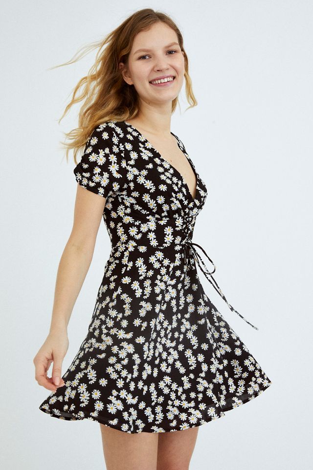 Kiss The Sky Daisy Lace-Up Mini Dress | Urban Outfitters (US and RoW)