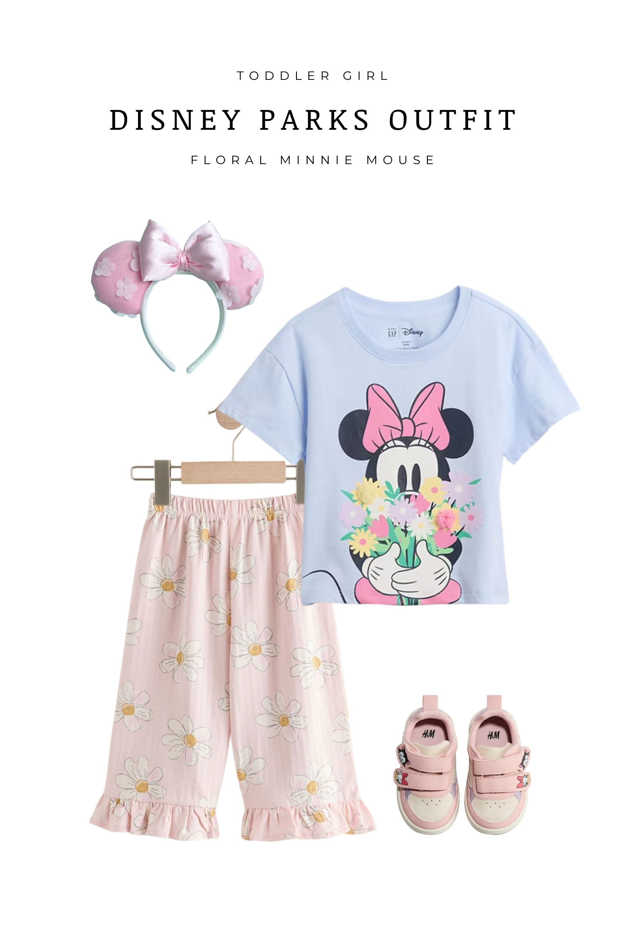  Toddler girl Disney Parks outfit featuring a floral Minnie Mouse tee, pink daisy pants, comfy sneakers, and matching Minnie ears. The sweetest Disney World or Disneyland outfit idea for toddlers, perfect for park days, photos, and warm weather. Cute, comfortable, and easy to walk in for little Disney fans.

 

#LTKKids #LTKTravel #LTKootd