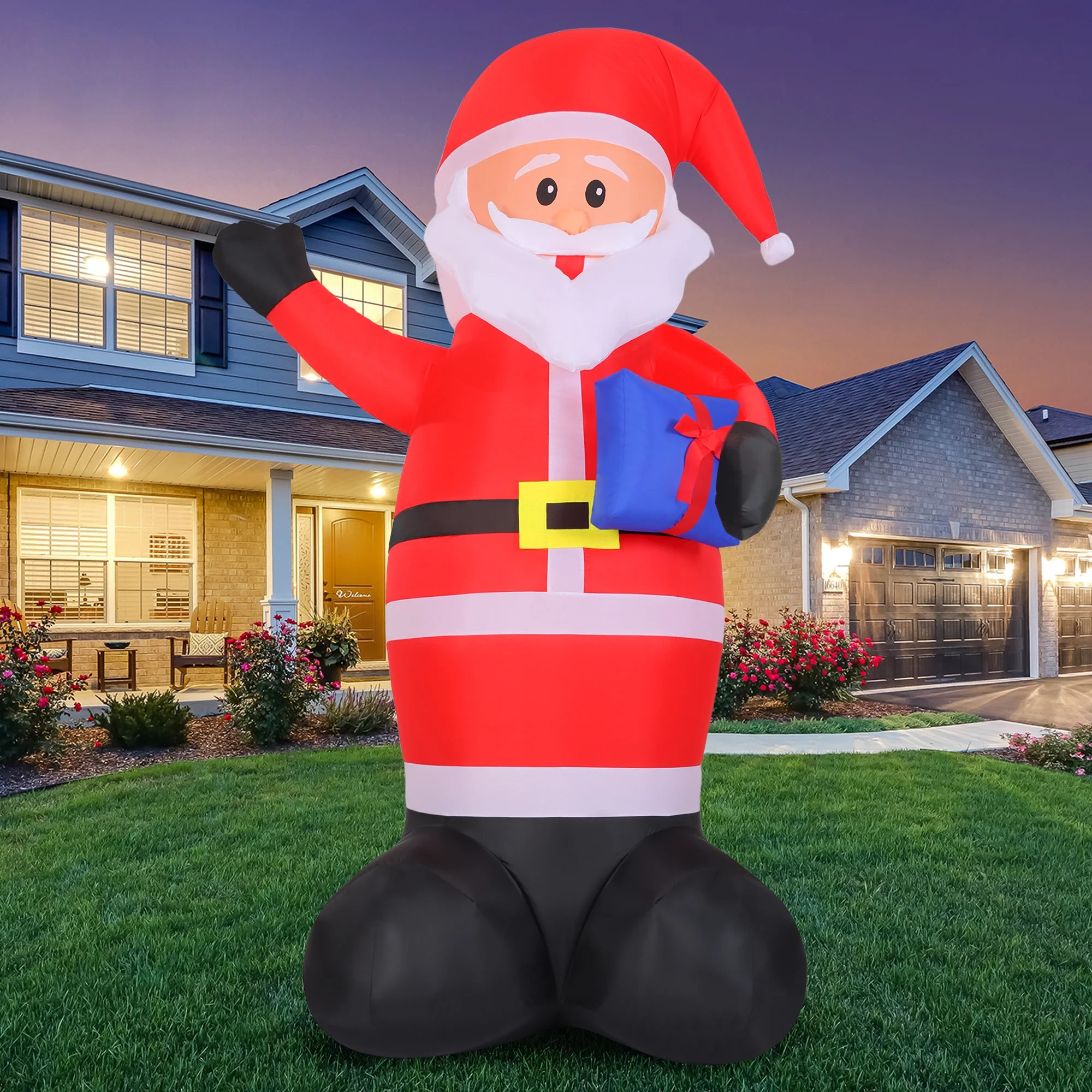Yexmas 7FT Christmas Inflatable Santa Claus Outdoor Decorations- Blow up Santa Claus with Gift Ba... | Walmart (US)