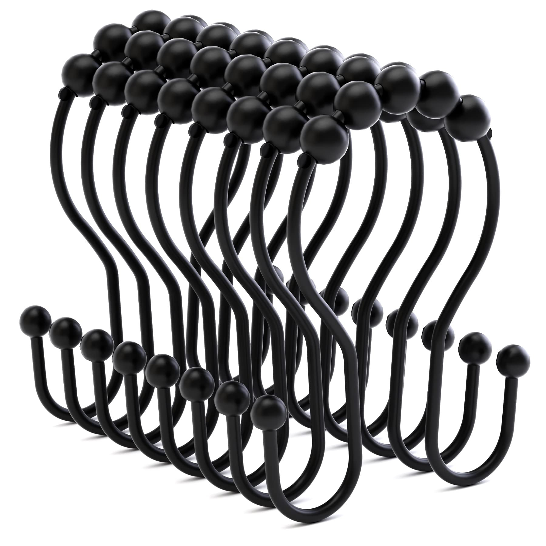 Shower Curtain Hooks Shower Curtain Rings Black Shower Curtain Hooks RustProof Smooth Metal Doubl... | Amazon (US)