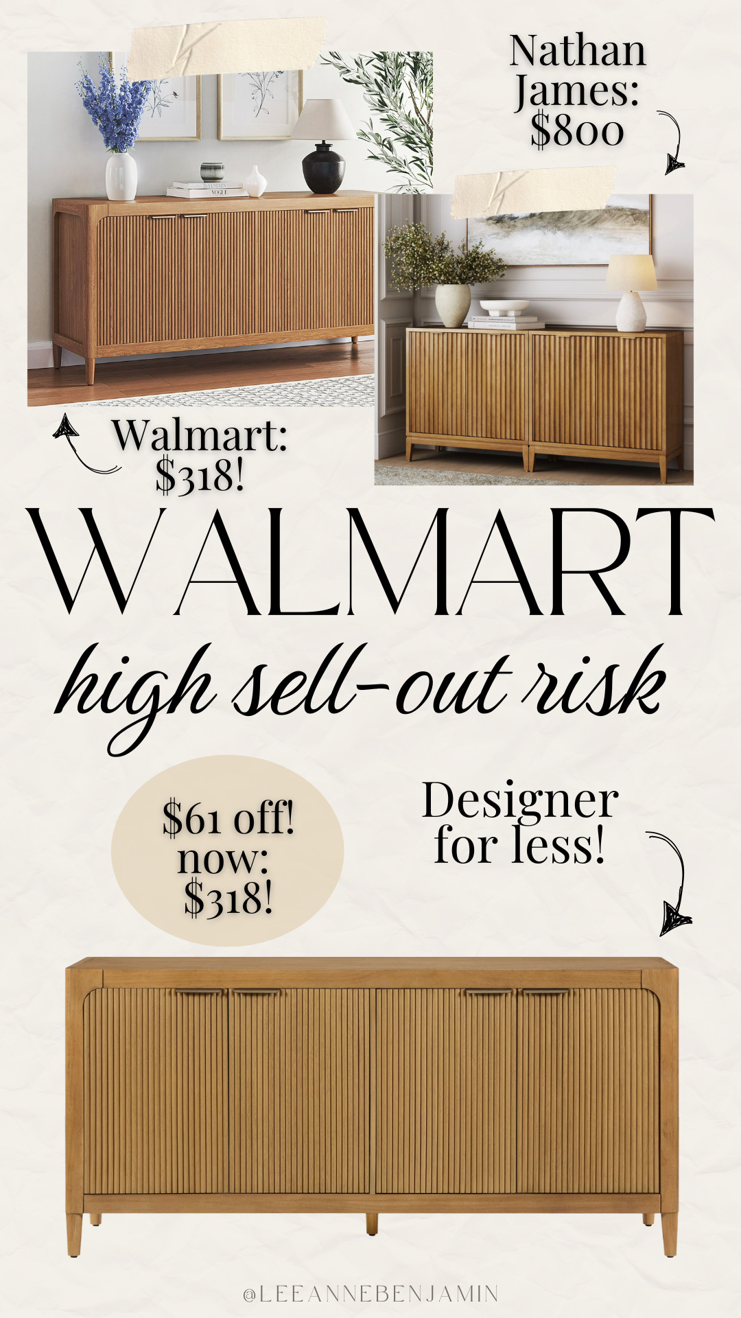 Stunning sideboard from Walmart only $318! Looks so similar to the Nathan James version that is $800! 

 #LTKmomlife #LTKHome #LTKSaleAlert