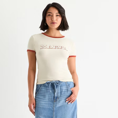 a.n.a Womens Crew Neck Short Sleeve T-Shirt, X-small, Beige | JCPenney