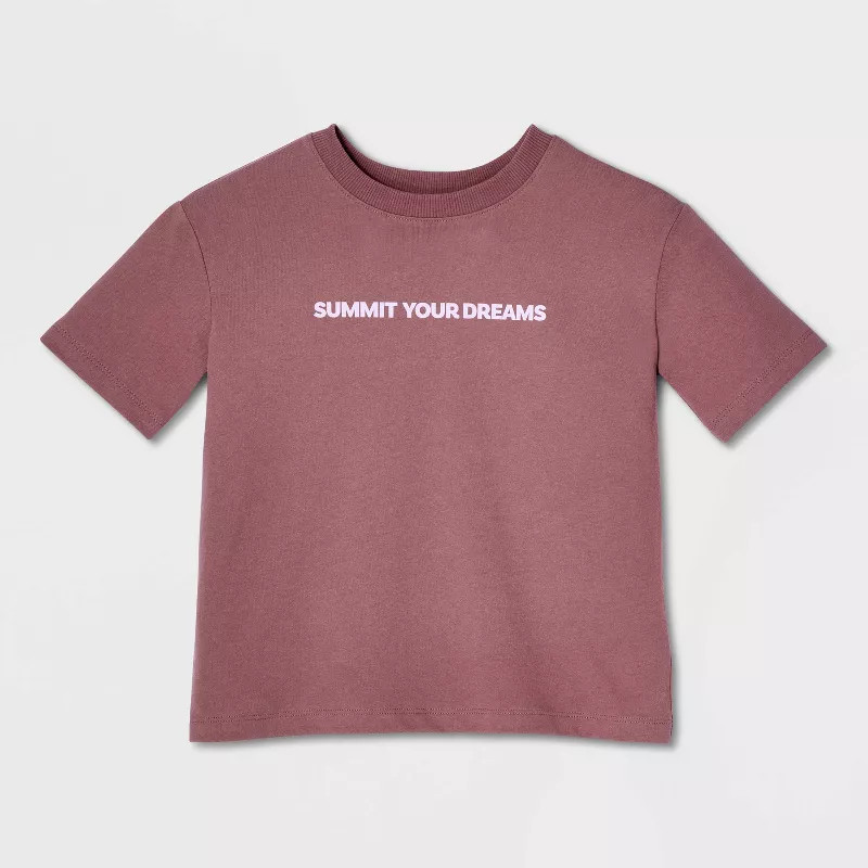 Girls' Short Sleeve Relaxed Fit 'Summit' Graphic T-Shirt - Cat & Jack™ Dusty Brown XS | Target