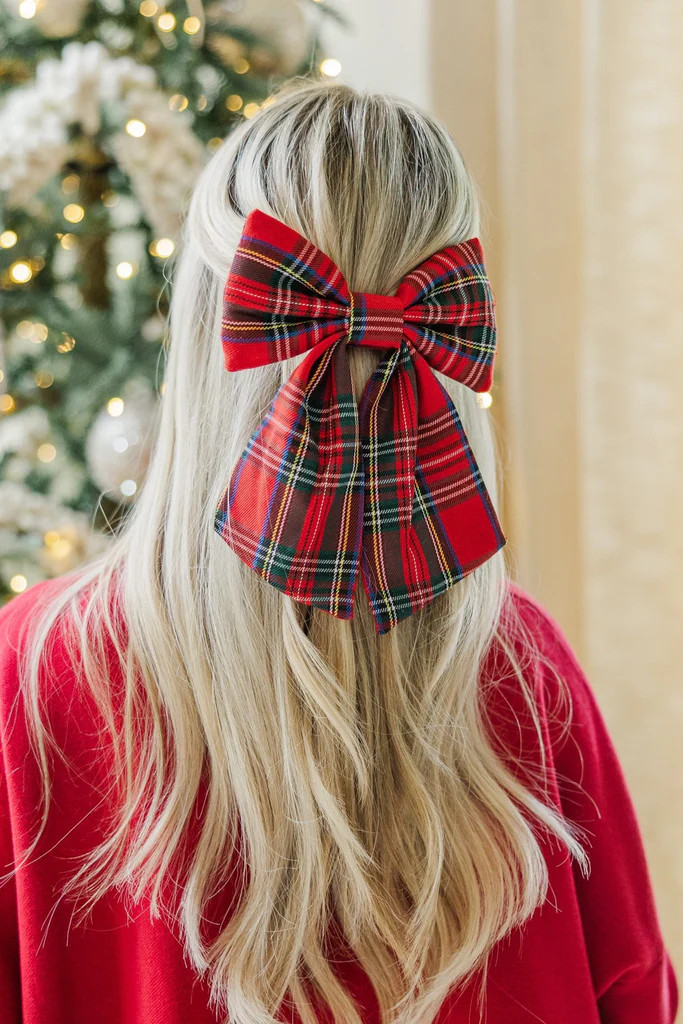 Tis The Season Red Plaid Hair Bow | The Mint Julep Boutique