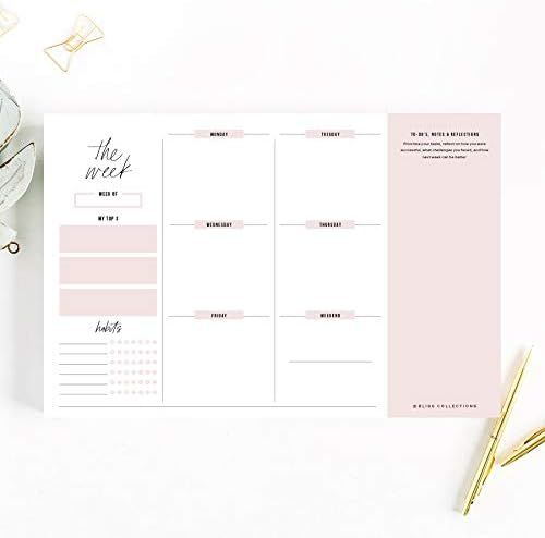 Bliss Collections Weekly Planner, Simple Pink, Undated Tear-Off Sheets Notepad Includes Calendar, Or | Amazon (US)