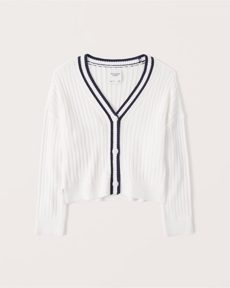 Women's Tipped Cropped Cardigan | Women's Tops | Abercrombie.com | Abercrombie & Fitch (US)