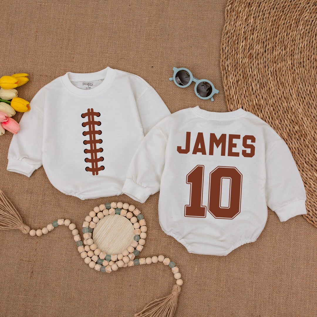 Personalized Football Baby Romper, Custom Name and Number Game Day Baby Bodysuit, Gameday Outfit,... | Etsy (US)