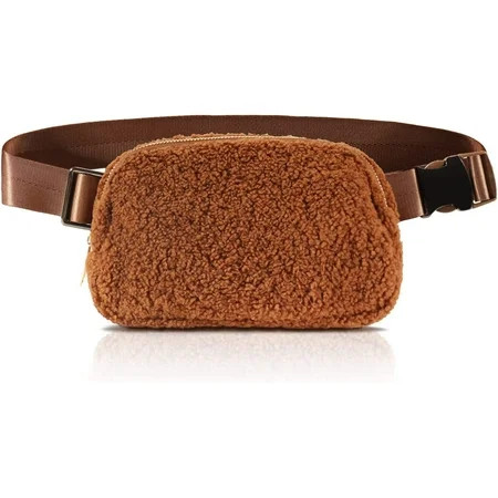 Ultrafun Unisex Fleece Belt Bag Sherpa Fanny Pack for Women Men Fashion Everywhere Crossbody Waist Bum Bags for Running Hiking Shopping Travel (Brown-01) | Walmart (US)