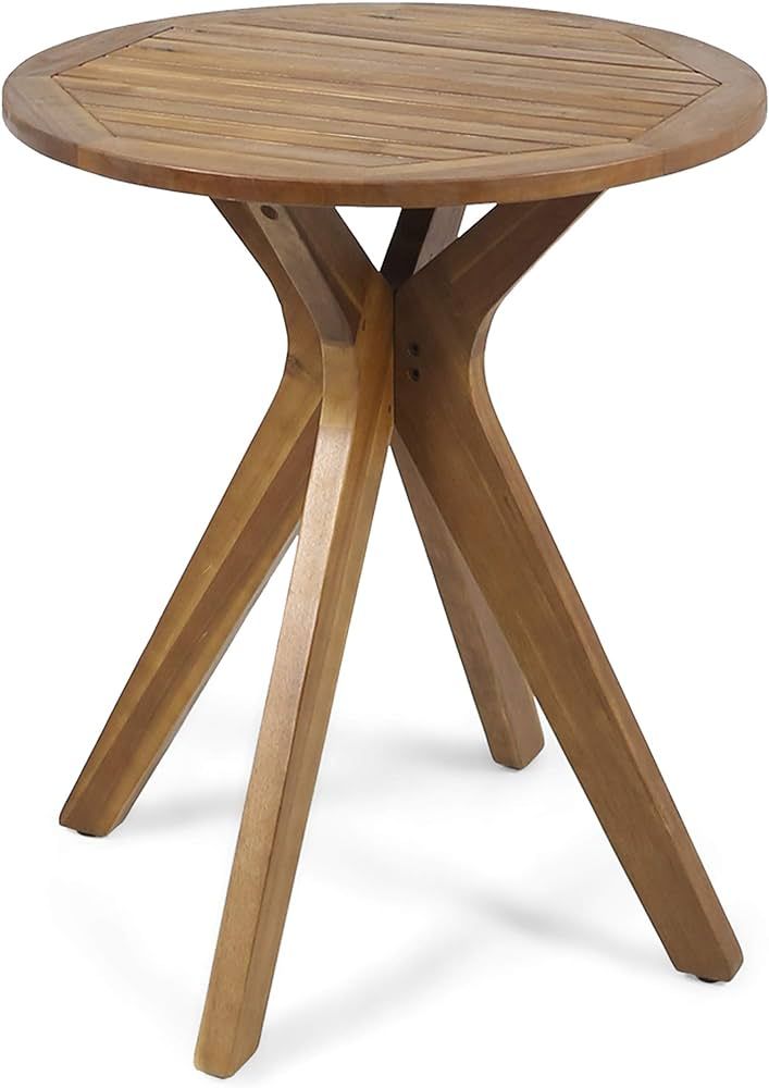 Christopher Knight Home Brigitte Outdoor Round Acacia Wood Bistro Table with X Legs, Teak | Amazon (US)
