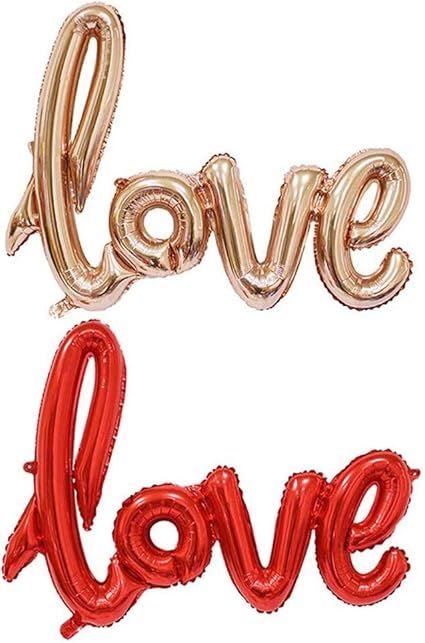 BinaryABC Love Foil Balloon Mylar Balloons,Valentines Day Wedding Party Decoration,2Pcs | Amazon (US)