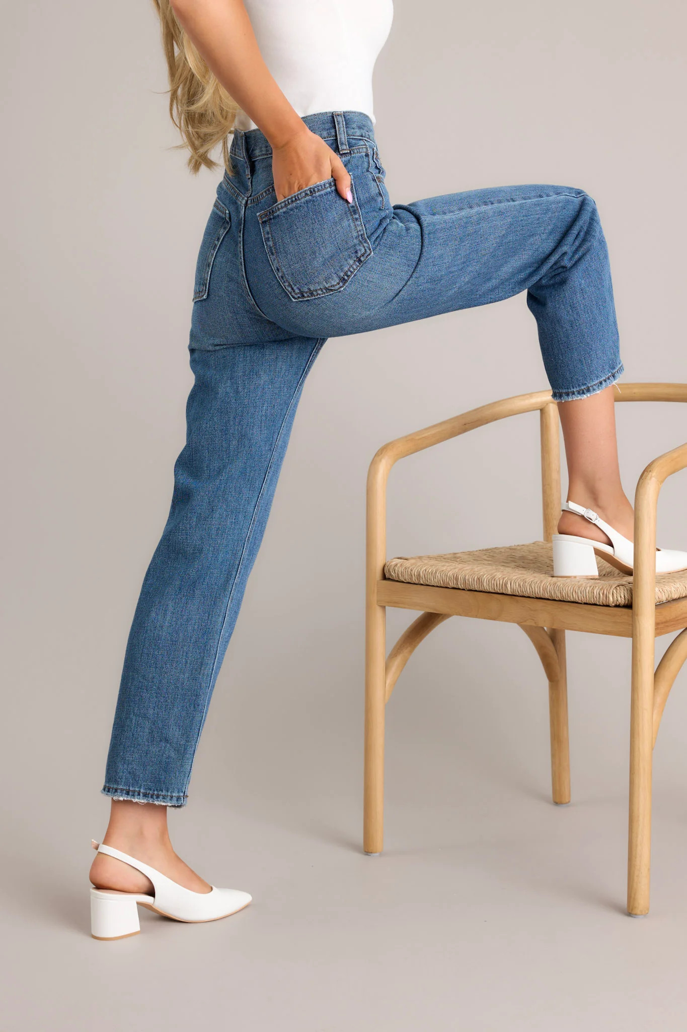 Time To Evolve Medium Wash Classic Straight Leg Jeans | Red Dress