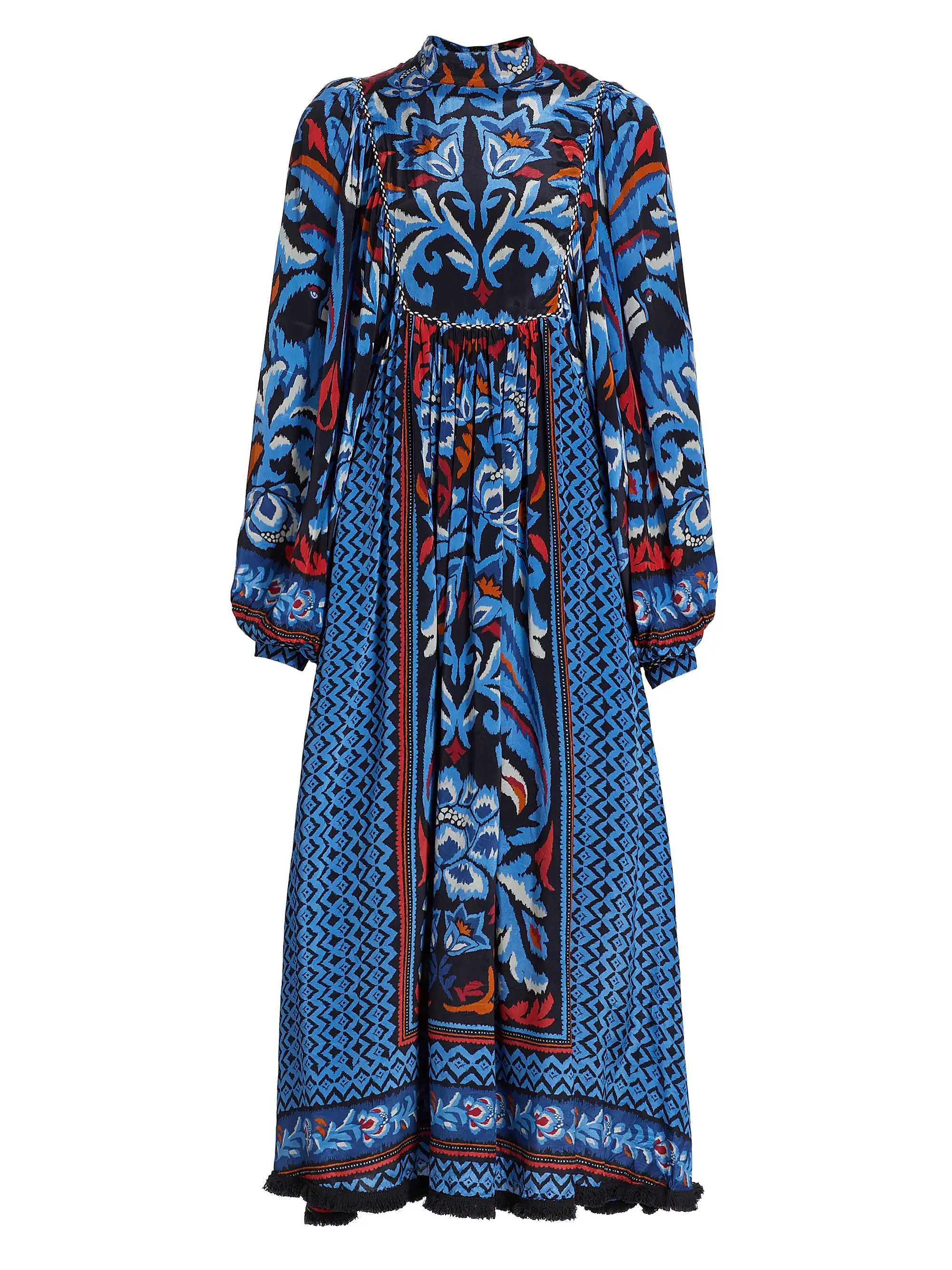 Toucans Scarf Bishop-Sleeve Maxi Dress | Saks Fifth Avenue