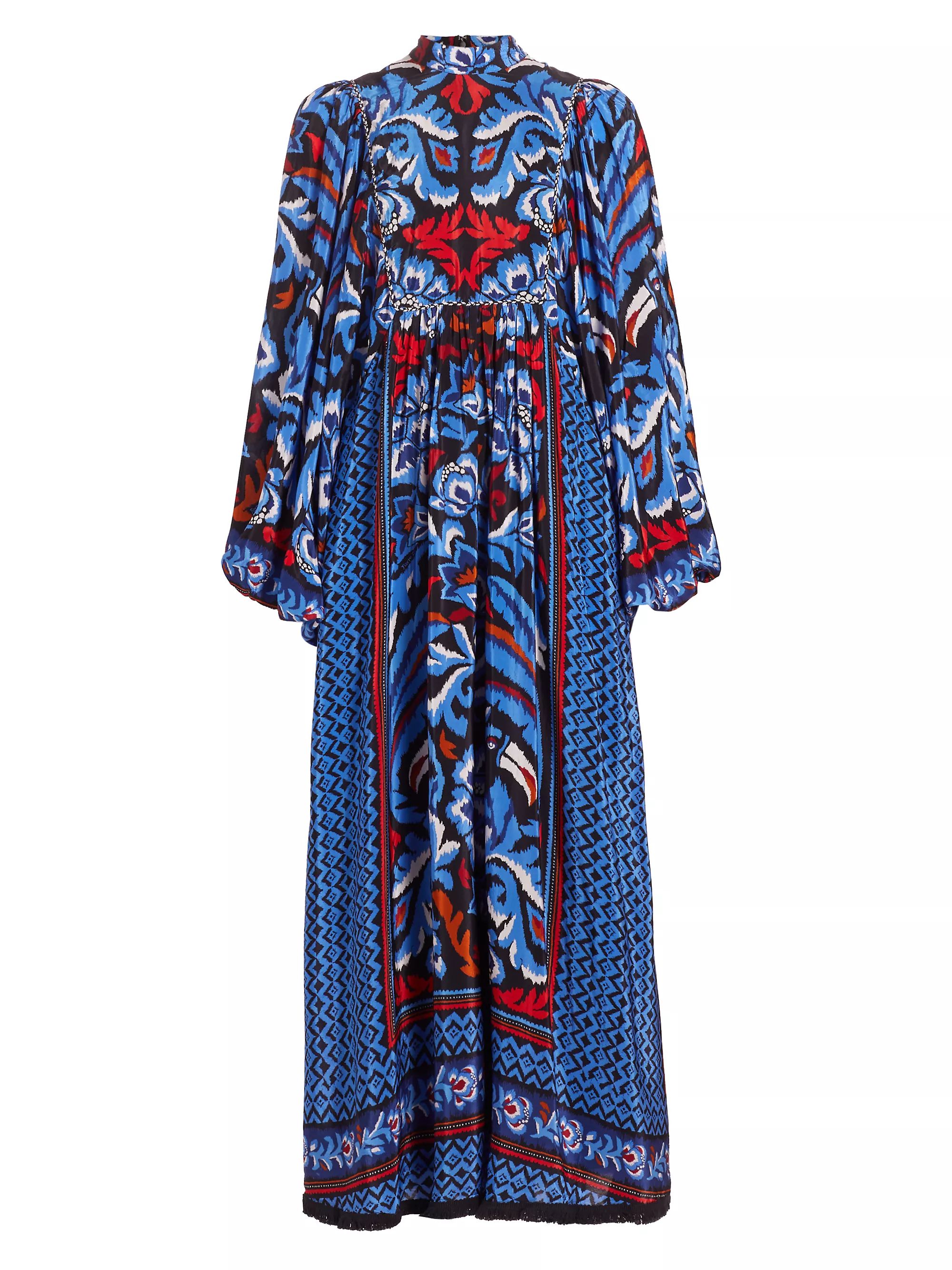 Toucans Scarf Bishop-Sleeve Maxi Dress | Saks Fifth Avenue