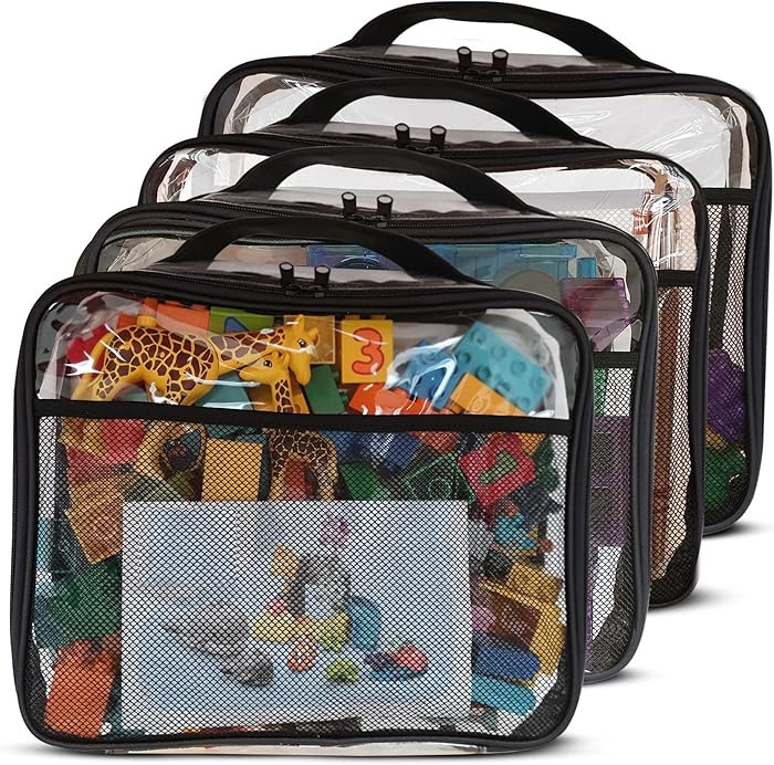 SAM AND MABEL PVC Zippered Blocks Set - 4 Packs 12" x 10" x 3" Board Game Storage Organizer Case ... | Amazon (US)